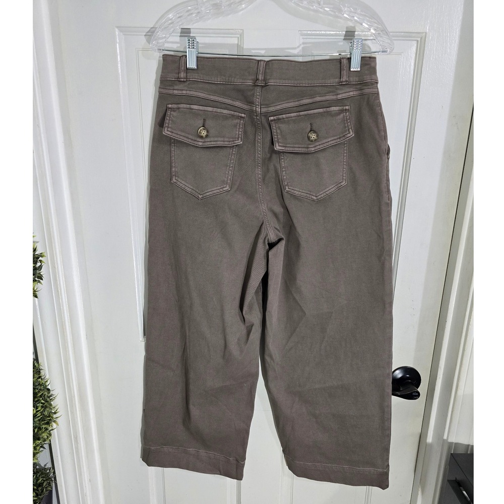 Spanx Stretch Twill Cropped Wide Leg Pants Smoke Gray Petite Large 20312Q NWT - Picture 7 of 13